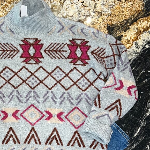 NWT LOFT Lou & Grey Pebble Grey Heather Fair Isle Tunic Sweater - Picture 4 of 10